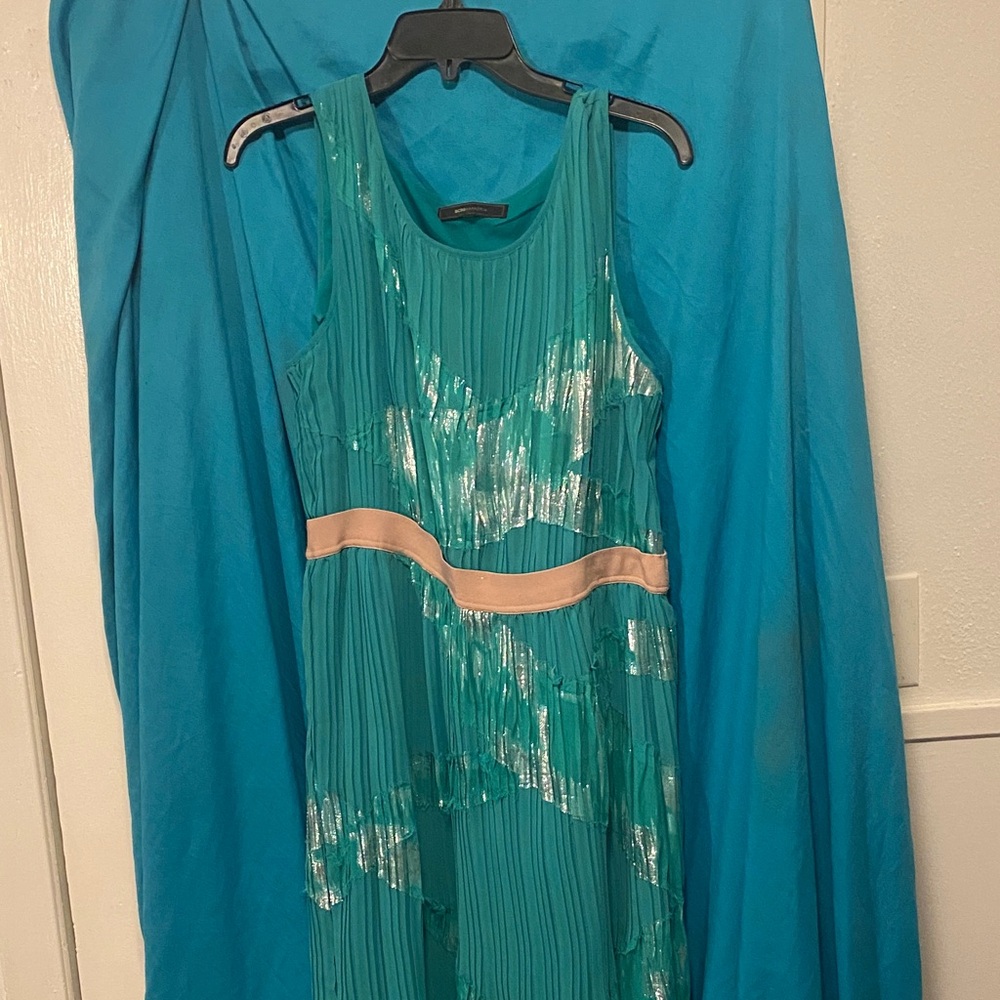 BCBGMaxAzria Strapless Green and Silver Dress - Picture 2 of 4